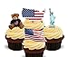Produktbild Amerika/USA Fun Pack, essbare Cupcake Topper – Stand-Up Wafer Kuchen Dekorationen, 12er-Pack