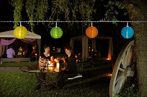 10 LED Solar Lampion Partylichterkette 3,95 m Bunt Innen und Außen Lichterkette - 3