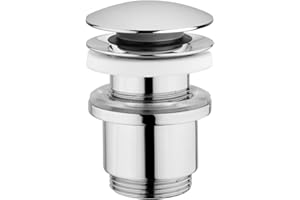 Schläfer 4051002 | Piletta Click Clack per Scarico Lavabo Bagno e Bidet Senza Troppopieno, Scarico Universale Pop-up, Misure 1" 1/4, Finitura Ottone Cromato