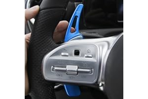 HIGH FLYING para Clase A W177 V177 2019-2021 Azul Volante de Dirección Palanca de Cambios Columna Decoración de Aleación de Aluminio Interior del Automóvil 2 Piezas (No para Clase A AMG)