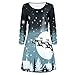 Produktbild Weihnachten Kleid Damen Sannysis Frauen Weihnachten Print Langarm Kleid Damen Abend Party Knielangen Kleid Winterkleider Weihnachtskleid Abendkleider (M, Grau)