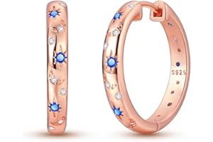 KUNSIR 925 Silver Earrings Womenz Hoop Earrings Hypoallergenic 1 Pair Bright Star River Earrings Best Gift for Women 14k Gold Earrings