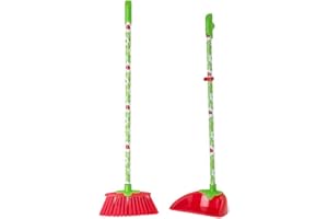 CASA VIGAR, S.L. Vigar Kids - Scopa e Raccoglitore, modello con fiori e coccinelle, 22 x 16 x 77,5 cm, set di giocattoli per la pulizia della casa, verde e bianco