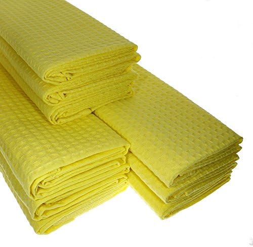 9x Made From 100% Cotton Waffle Pique in Yellow Tea Towel