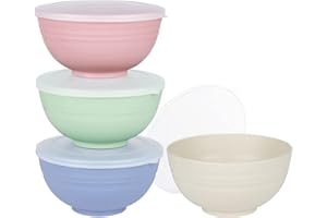 Greentainer Schüssel 24 OZ Müslischalen mit Deckel/Salatschalen, 4er 710ml Unbreakable Cereal Bowls|Obstschale, Suppenschüssel für Kinder und Erwachesene|Leicht & Bruchsicher