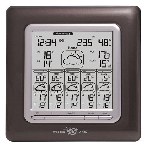 Technoline WetterDirekt Wetterstation WD 6003 mit Innen- / Außentemperaturanzeige, Wettervorhersage für 6 Tage und Wetterdaten für 150 Urlaubsorte,19 x 3 x 19,5cm - 2