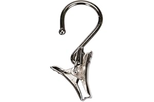 Gardinia Ganci con Clip per Set con Cavo per Tenda, 20 Pezzi, Metallo, Nichel