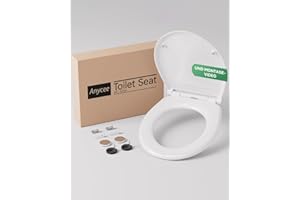 ANYCEE Toilettendeckel Universal Oval aus Duroplast, WC Sitz mit Absenkautomatik, klodeckel mit Absenkautomatik, Toilettensitz mit Antibakterielle, WC Deckel mit Quick-Release-Funktion, Klobrille