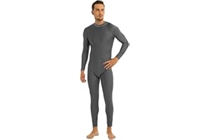 YiZYiF Body da Uomo Tuta Intera Lunga Leotard Bodysuit Unitard Catsuit da Uomo con Cerniera Inferiore Leggings Tuta da Ginnastica Jumpsuit Underwear Sportswear Allenamento