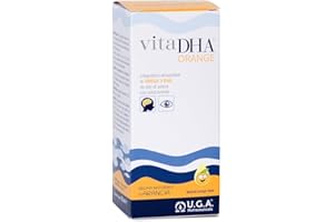 U.G.A. NUTRACEUTICALS VitaDHA Orange Omega 3 IFOS 5 Stelle (150 ml) - 1035mg DHA e 275mg EPA per Tutta la Famiglia - Omega3 Liquido per la Salute di Retina e Cervello con Vitamina E - Gusto Agrumi