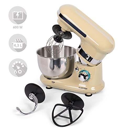 Klarstein Serena Morena Küchenmaschine Rührgerät (600 Watt, 6-stufige Geschwindigkeit, 4,3 Liter-Edelstahlschüssel) creme - 6