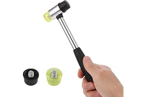 Febbya Martello Gomm,150mm Piccolo Martello Antivibrante con 2 Teste Amovibili | Testa in Nylon & Impugnatura Ergonomica | Per Lavorazione Cuoio, Falegnameria & Fai da Te