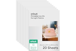 Cricut Printable Heat Transfer Vinyl | 20 Sheets | A4 | Waterproof HTV Iron-On Paper for Inkjet Printers | Compatible with Cricut | for Light Fabrics