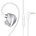 QKZ Hi6T In-Ear Monitor Wired Earphone with Mic, 11mm Dynamic Driver, Large Moving Coil, Ergonomic In-Ear Fit, Deep Bass, L-Shaped 3.5mm Plug, Tangle-Free Cable, Perfect for Music & Gaming