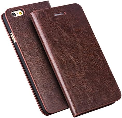 [Awortek]iphone6 iphone 6S Apple Case Genuine Real Leather Case Wallet Folio Flip Phone Case Protect Case Closure Cover With Card Slot For case iPhone6 iPhone6S Case 4.7inch High Quality (iphone6/6s, brown)