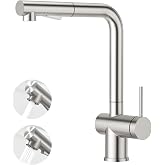 Faustina Kitchen Sink Faucet Pull Out Single Lever Mixer Brushed
