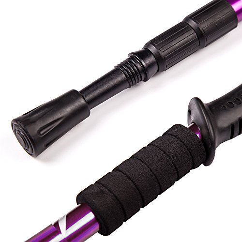 AUTOPKIO Trekking Pole Mit Tragetasche, Paar Wanderer Wanderstange Walking Pole 6061 Aluminiumlegierung Klappstab Ultralight zusammenklappbar, Anti-Schock mit EVA Schaum Griff - 4