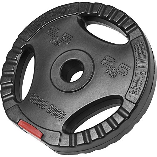 Gorilla Sports Hantelscheibenset Kunststoff Gripper 2×5 2×2,5 2×1,25kg (17,5kg) Hantelscheiben mit praktischen Eingriffen - 3