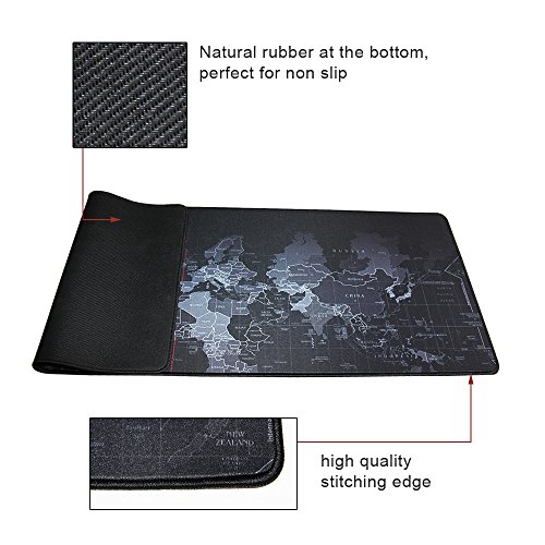 Mapa del mundo Extended XXL grande port  til Gaming Mouse Pad       Base de goma antideslizante       alfombrilla de escritorio  mundo mapa xxxl-31 5   x11 8  x2 5  mm 