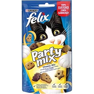Purina Felix Party Mix Cheezy Snacks, golosinas y chuches para gato 8 x 60 g