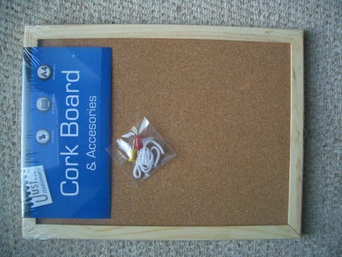 A4 x Küche Kork Mitteilung Holzbrett 28.5cm x 21.5cm + 2 x Nadeln & Aufhängschur