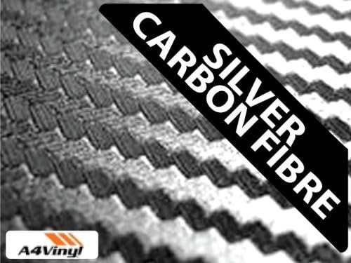 Silver Carbon Fibre Vinyl Wrap A4 297x210mm 1x Self-adhesive Fiber Sheets