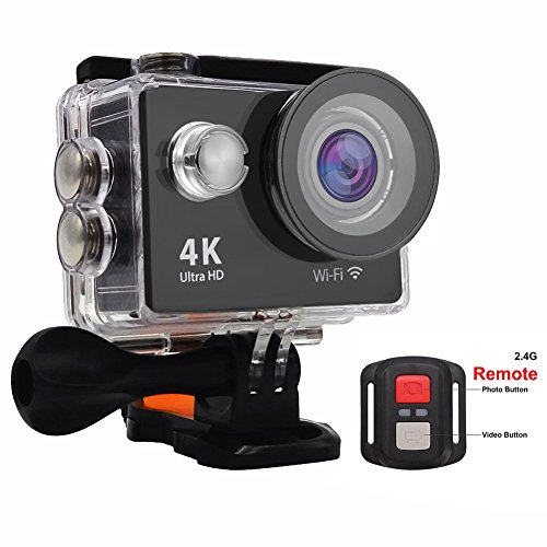 Besty Original 4K WiFi Wasserdichte Actioncam mit Doppelladegerät Action Kamera 12MP 2 Zoll Full HD 1080P 170 °Weitwinkel-Objektiv Waterproof Sportkamera Mini DV Sports Camera Camcorder mit Fernbedienung und 2 Stück Akkus Schwarz - 4