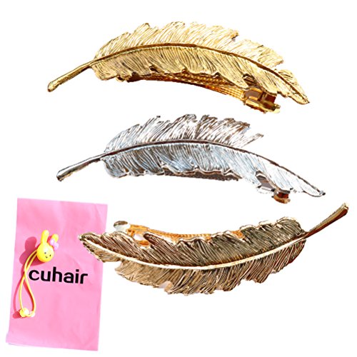 Cuhair 3 Stück Metall Feder Blatt Haarklammern/Haarclips Haarspange Haarnadeln Haargreifer Haarklammer Haarschmuck hair accessories