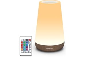 ‎AUXMIR Auxmir LED Lampa nocna Dotykowa ściemnialna z 13 kolorami i 4 trybami, USB ładowalne oświetlenie nocne ze zdalnym sterowaniem, Lampa nocna z funkcją czasu do sypialni Camping, ciemnobrązowy