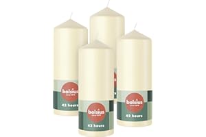 Bolsius Pillar Candles - Ivory - 4-Pack - 15 x 6 cm - Decorative Household Candles - Long Burning Time of 42 Hours - Unscented - Includes Natural Vegan Wax - Without Palm Oil