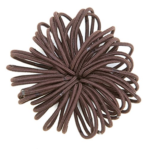 50 Quality Thick Endless Snag Free Hair Band Elastics Bobbles Bands Ponios (Light Brown)