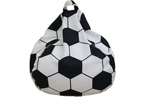 Highdi Kids Football Bean Bag Covers without Filling Adult Arm Chair Bean Bag Cover Child Size -Large Stuffed Animal Storage - Plush Toys Holder and Organiser for Girls and Boys (100x120cm,Football)