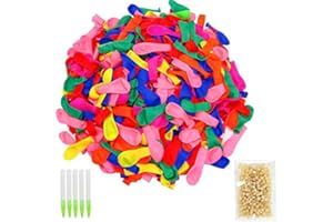 SIMUER 1000 piezas de globos de agua Kits de recarga de bombas Globos de agua coloridos de látex con bandas de goma y herramientas de recarga para adultos Juegos de lucha contra bombas de agua al aire libre