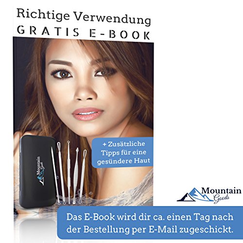 Mitesserentferner | Nummer eins aus dem Testbericht | Das Original von MountaingGoods | 5-teiliges Mitesser,- Pickelentferner Set | E-Book: 7 Tipps für eine gesunde und schöne Haut | Komplettes Profi Set aus 5 verschiedenen Instrumenten | Mitesserentferner – Komedonenquetscher | Behandlung fÙr Pickel, Mitesser und Pusteln | FÙr unreine Haut | Speziell geformte Werkzeuge | Mit Anleitung in Form eines eBooks fÙr die richtige Anwendung | Qualitativ hochwertige Instrumente mit edler Ledertasche - 7