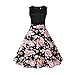 Produktbild Damen Kleider Frauen Vintage Retro Blumen Drucken Prinzessin Abendkleid Hevoiok Kleidung Mode Bodycon Partykleid Elegant Ärmellos Prom Swing Kleid (Schwarzer B, S)