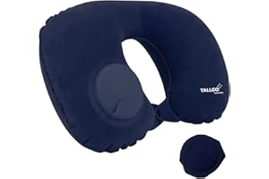 TALLGO Nadmuchiwana poduszka podróżna, poduszka pod kark w podróży, nadmuchiwana poduszka pod kark w podróży, poduszka samolotowa, poduszka pod szyję, talię, plecy i kemping (ciemnoniebieska) (TG14)