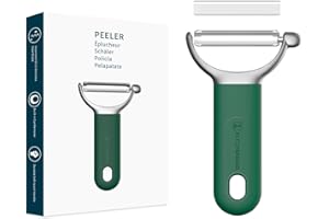 KITCHENDAO Swivel Vegetable Potato Peeler for Kitchen, Japanese Stainless Steel Sharp Blade, Heavy Duty Die-cast Construction Y Peeler, Built-in Eye Remover, Soft-Touch Handle, Dishwasher Safe, Green