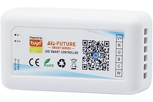 Arotelicht Controlador de Tiras LED RGBCW RGB + CCT 5in1 Smart WIFI Controller, control remoto, regulador de intensidad de la tira LED de 6 pines, DC12 V-24 V, compatible con Tuya