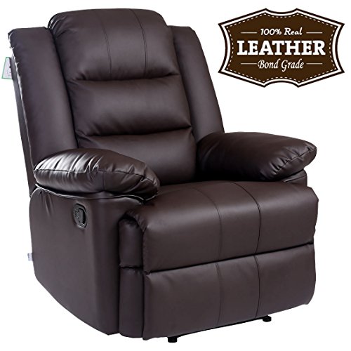 LOXLEY LEATHER RECLINER ARMCHAIR SOFA HOME LOUNGE CHAIR RECLINING GAMING (Brown)
