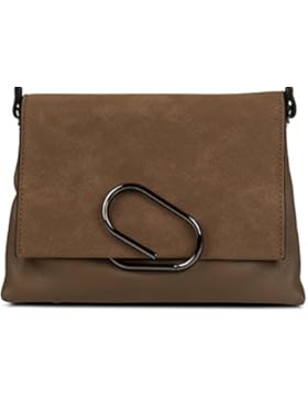 styleBREAKER Umhängetasche mit Umschlag in Wildleder Optik und Metall Klammer, Handtasche, Tasche, Damen 02012209