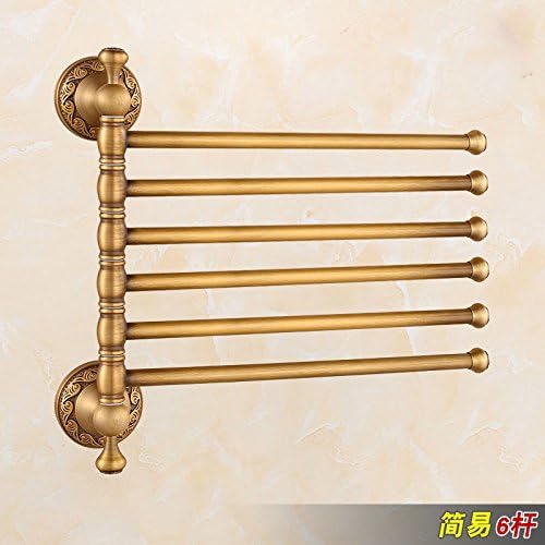 USDFJN Towel Holder Bathroom Stand Shelf Retro copper can be rotated 6 towel bar