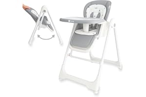Twinly - Seggiolone Evolutivo 3 in 1 Movity: Seggiolone Pappa con 3 Funzioni per Neonati (0m+ - 15kg) Pieghevole e Regolabile Cintura di Sicurezza 5 Punti (Grigio)