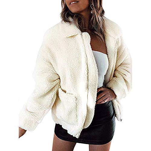 Preisvergleich Produktbild Damen Mantel Winter PlüSchjacke Strickjacke Lang Steppmantel Revers KüNstliche Wollmantel Jacke Outwear Warm Coat SanKidv