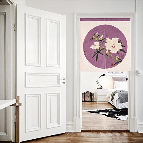MR FANTASY Noren Doorway Vorhang Tapisserie Baumwoll Leinen Raum Divider Anti-Moskito Home Decor Kamelie 85x90cm - 2