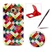 Produktbild Für Samsung Galaxy S6 Hülle Silikon Schutzhülle Tasche Case,Für Samsung Galaxy S6 Weiches Silikon TPU Gel Bumper Case Etui Schale Cover Skin,Herzzer Modisch Hochwertig Ultra Dünn Slim Thin Bunt Handytasche Mit [Bunte Gitter Muster] Guter Schutz Kratzfest Flexibel Leicht Gummi Rubber Jelly Soft Protective Stabil Handyhülle Schutztasche Back Cover Case Shell für Samsung Galaxy S6 + 1 x Frei Rot Handy Halterung Ständer + 1 x Frei Weinrot Touch Pen Stift Stylus