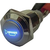 E Support™ KFZ Auto Boot Kippschalter Druckschalter Schalter Drucktaster Druckknopf 12V Blau LED Licht Metall…