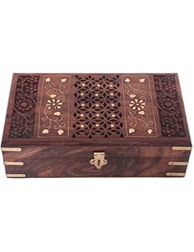 Weihnachten oder Erntedankfest der Tagesgeschenk, Holz Schmuckschatulle Rechteck-Form, Netz-Entwurf mit Intarsienarbeit...