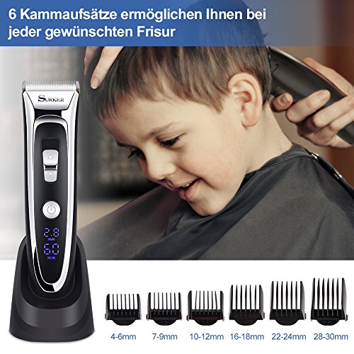 GHB Surker Haartrimmer Haarschneider Profi-Haarschneidemaschine mit LED-Display und kabelloser Betrieb Netzteil elegant set - 2