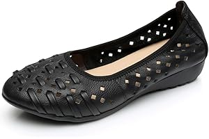 rismart Femme Creux Confort Glisser-sur Cuir Penny Ballerines Plats
