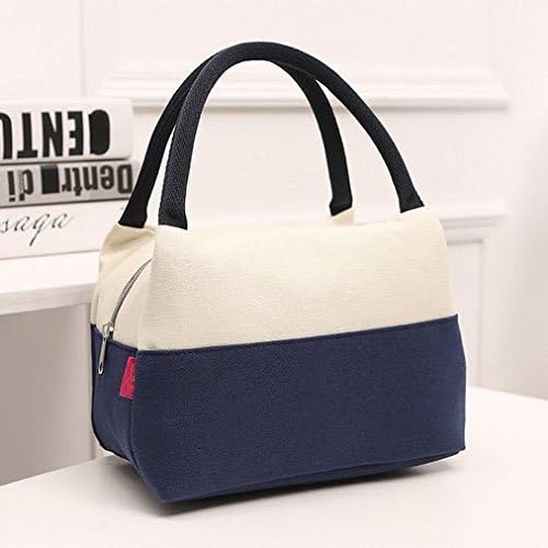 Lunch Bag , HOME Waterproof Canvas Lunch Bags Reusable Fashion Lunch Tote Bag Picnic Bag Grocery Bags with Zipper (White)